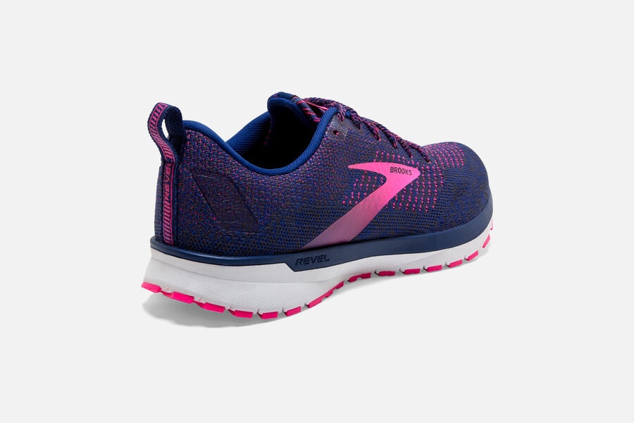 Brooks Revel 4 Road Running Shoes Womens Blue/Pink 652841-CLE